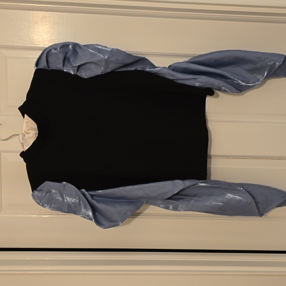 Gracia sweater with fun satin sleeves!